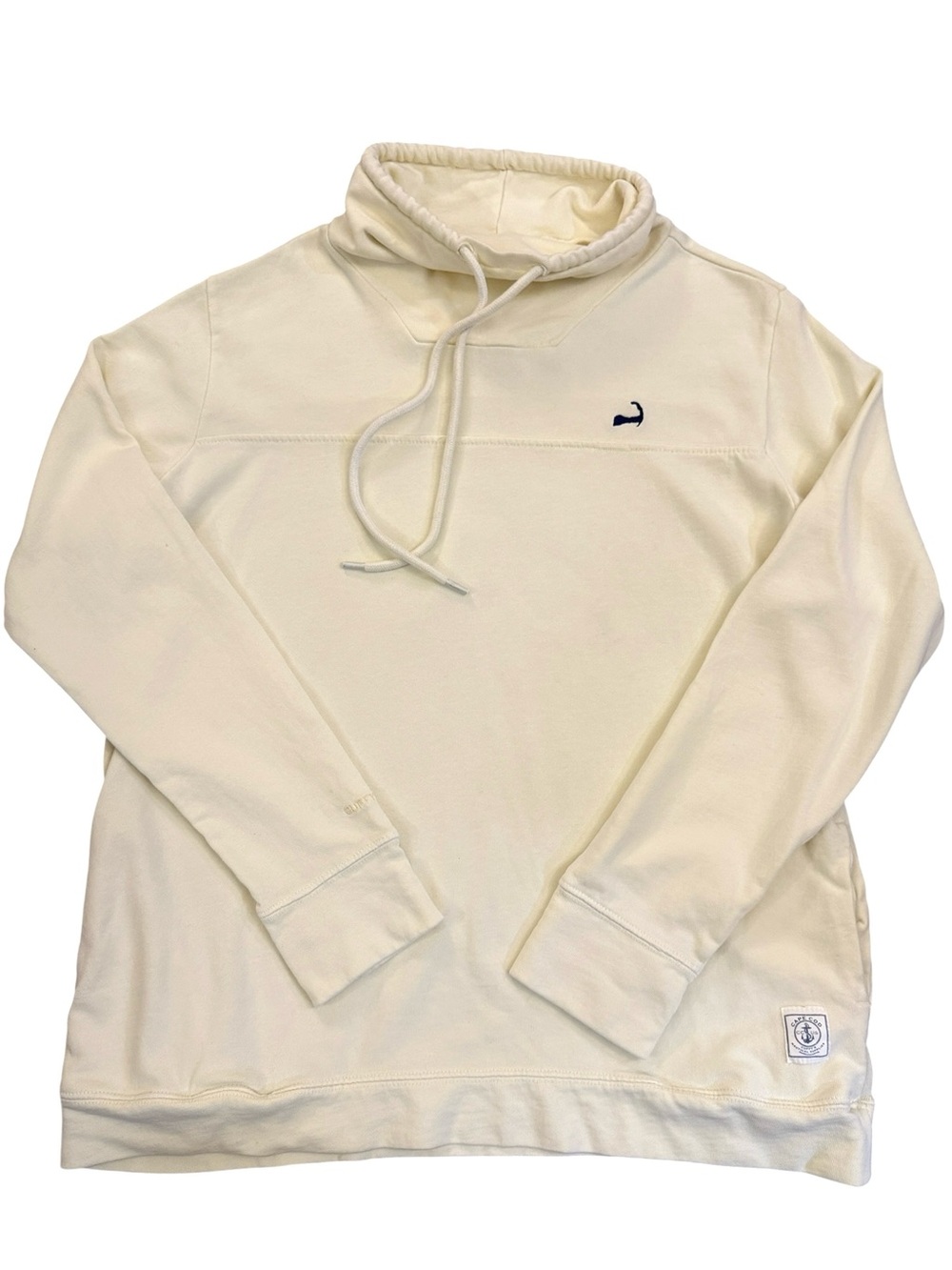 Cuffy’s Ocean Wash Mock Neck Sweatshirt Thumbholes Yellow Cotton Large Cape Cod